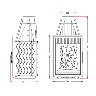 Wkład kominkowy Invicta Vertikal 6550-44 + szyber żeliwny fabryczny